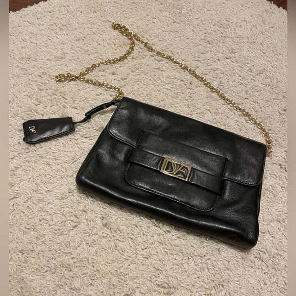Diane Von Furstenberg Handbags - Diane Von Furstenberg Mimosa Clutch Nappa Black